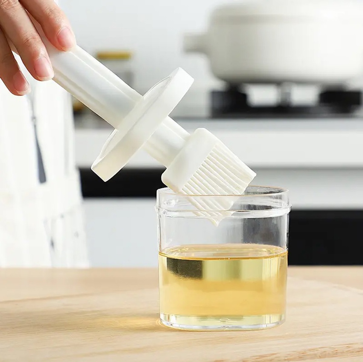 Indas aliejui su silikoniniu šepetėliu Indas aliejui su silikoniniu šepetėliu - Image 1