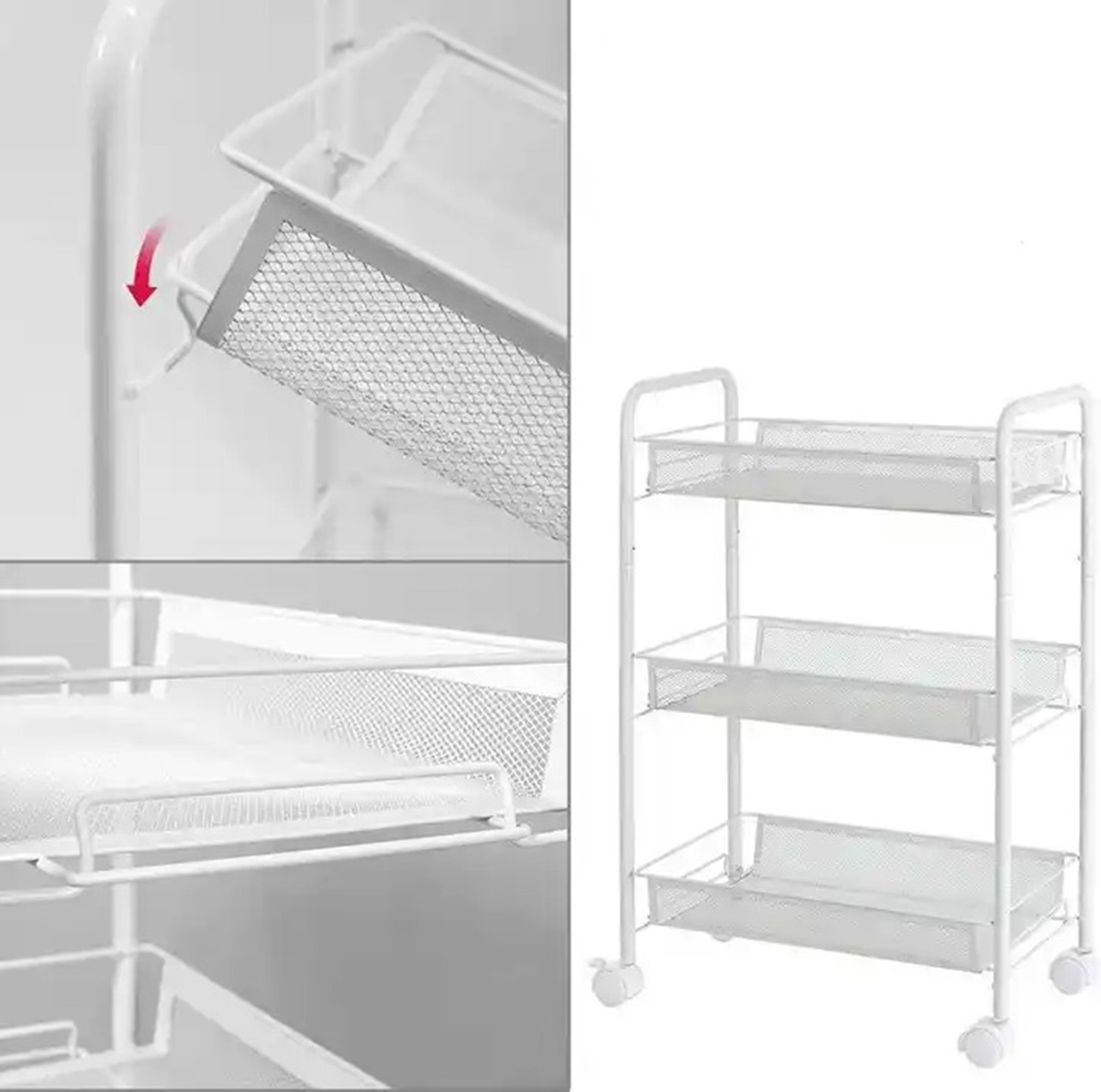 mobili-virtuves-lentyna-ant-ratuku Mobili virtuvės lentyna ant ratukų (Balta) - Image 2