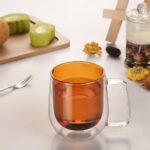 Dviejų sienelių stiklinis puodelis su rankenėle, 450 ml - Image 2