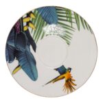 Porcelianinis puodelis su lėkštute, 275 ml, papūgos motyvas - Image 3