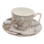 Porcelianinis puodelis su lėkštute 275 ml, marmuro rašto
