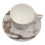 Porcelianinis puodelis su lėkštute 275 ml, marmuro rašto - Image 2