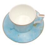 Puodelis su lėkštute, mėlynas su auksiniu dekoru, 275 ml - Image 2