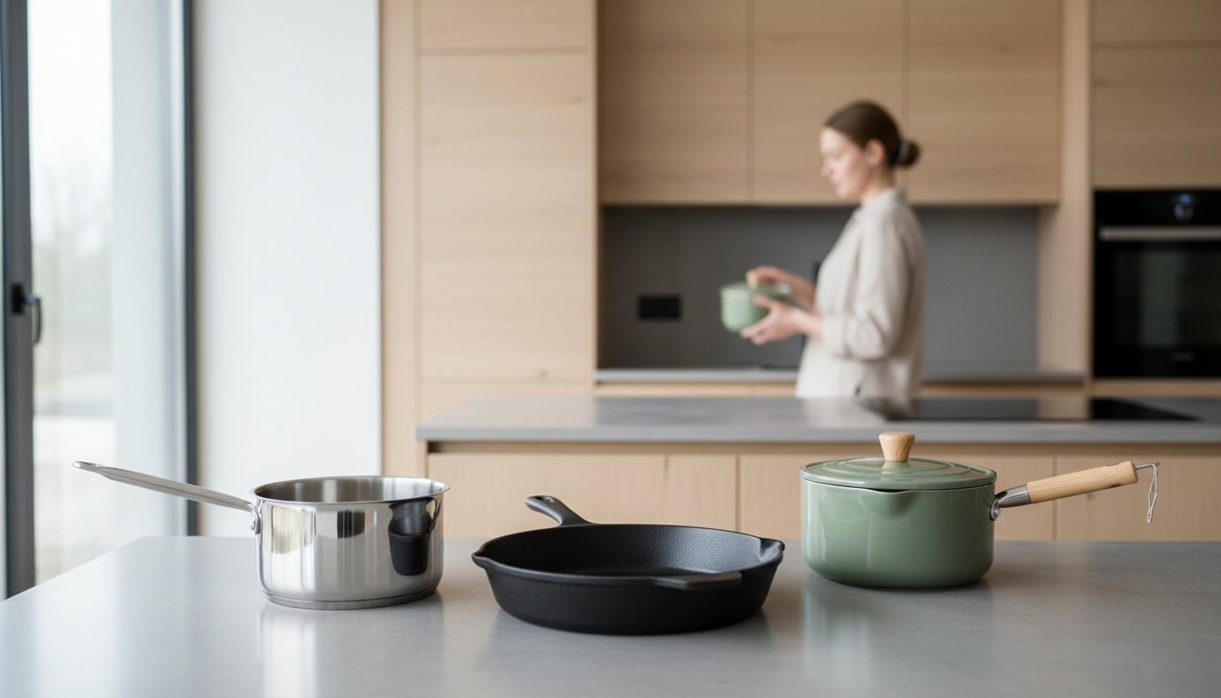 Moderni virtuvė su keliais puodais