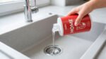 Piltas su drain cleaner konteineriu virš kriauklės