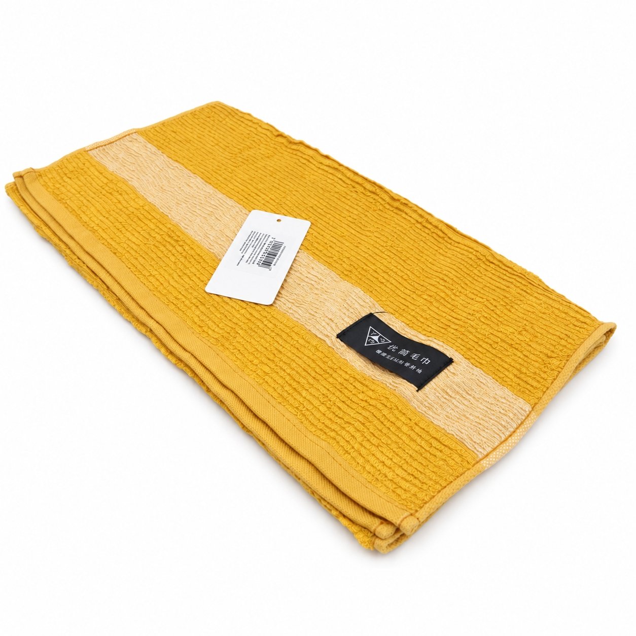 34-74-cm-medvilninis-ranksluostis-garstyciu-geltonumo-su-kremine-juosta 34 × 74 cm medvilninis rankšluostis, garstyčių geltonumo su kremine juosta - Image 1