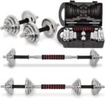 20 kg chromuotų hantelių ir štangos rinkinys