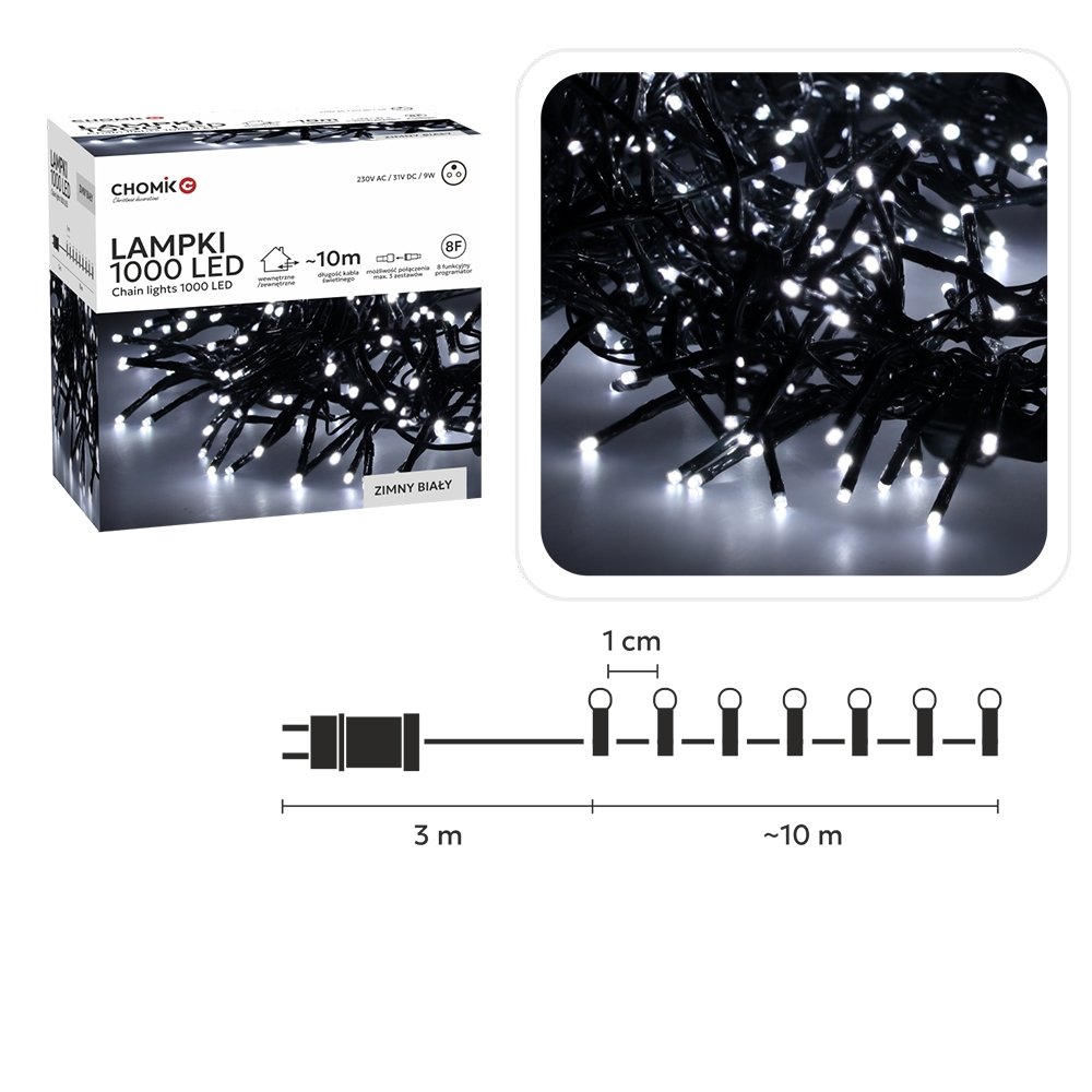 led-girlianda-1000-led-10-m-saltai-balta LED girlianda 1000 LED, 10 m, šaltai balta - Image 1