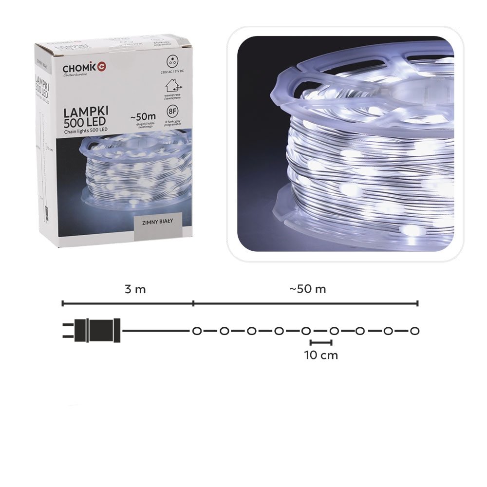 led-girlianda-chomik-micro-wire-light-500-led-saltai-balta-50-m LED girlianda CHOMIK „Micro Wire Light“ 500 LED, šaltai balta, 50 m - Image 1