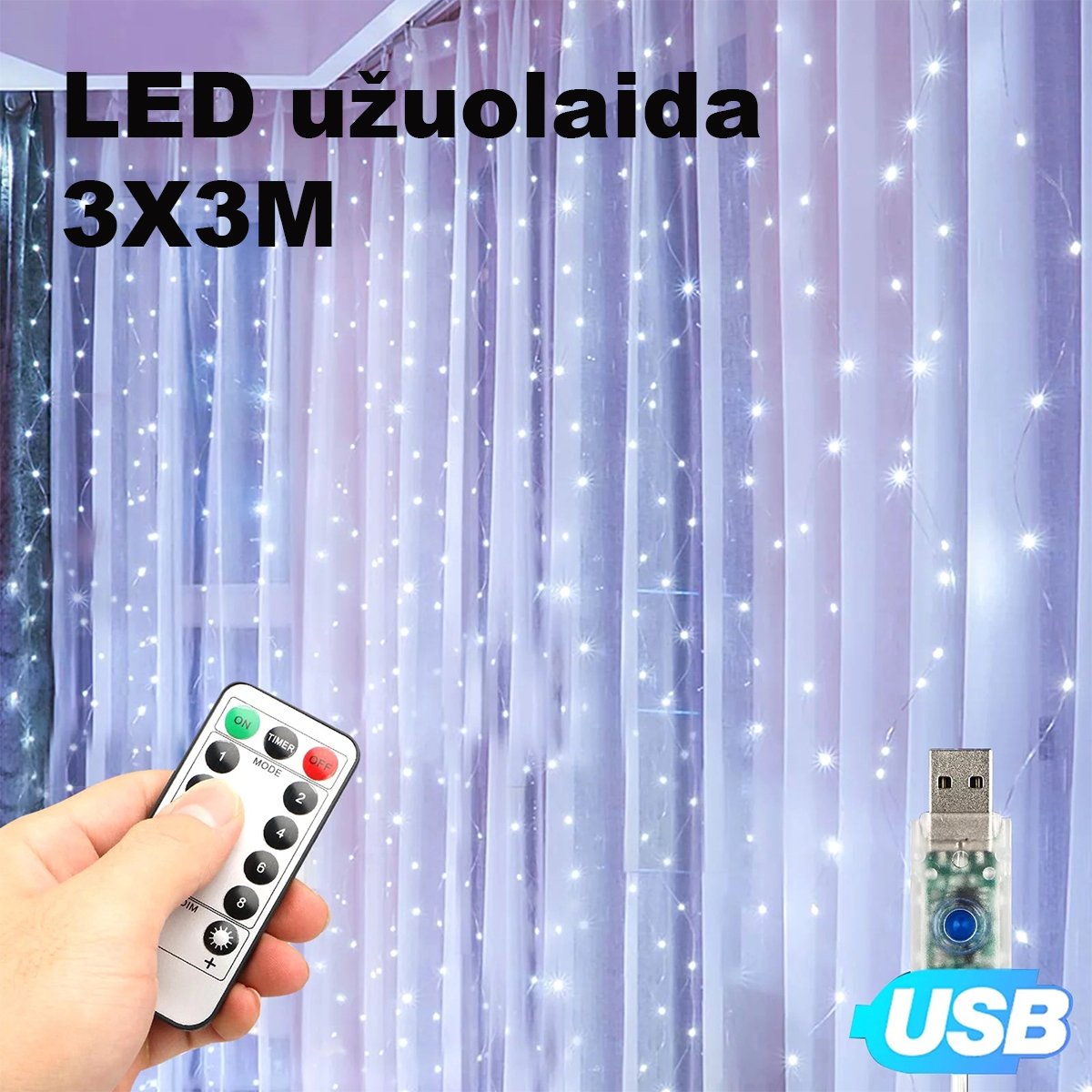 led-usb-uzuolaida-girlianda-saltai-balta LED USB Užuolaida - Girlianda, šaltai balta - Image 1
