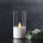 LED žvakė su tikro stiklo gaubtu, 10 cm - Image 2