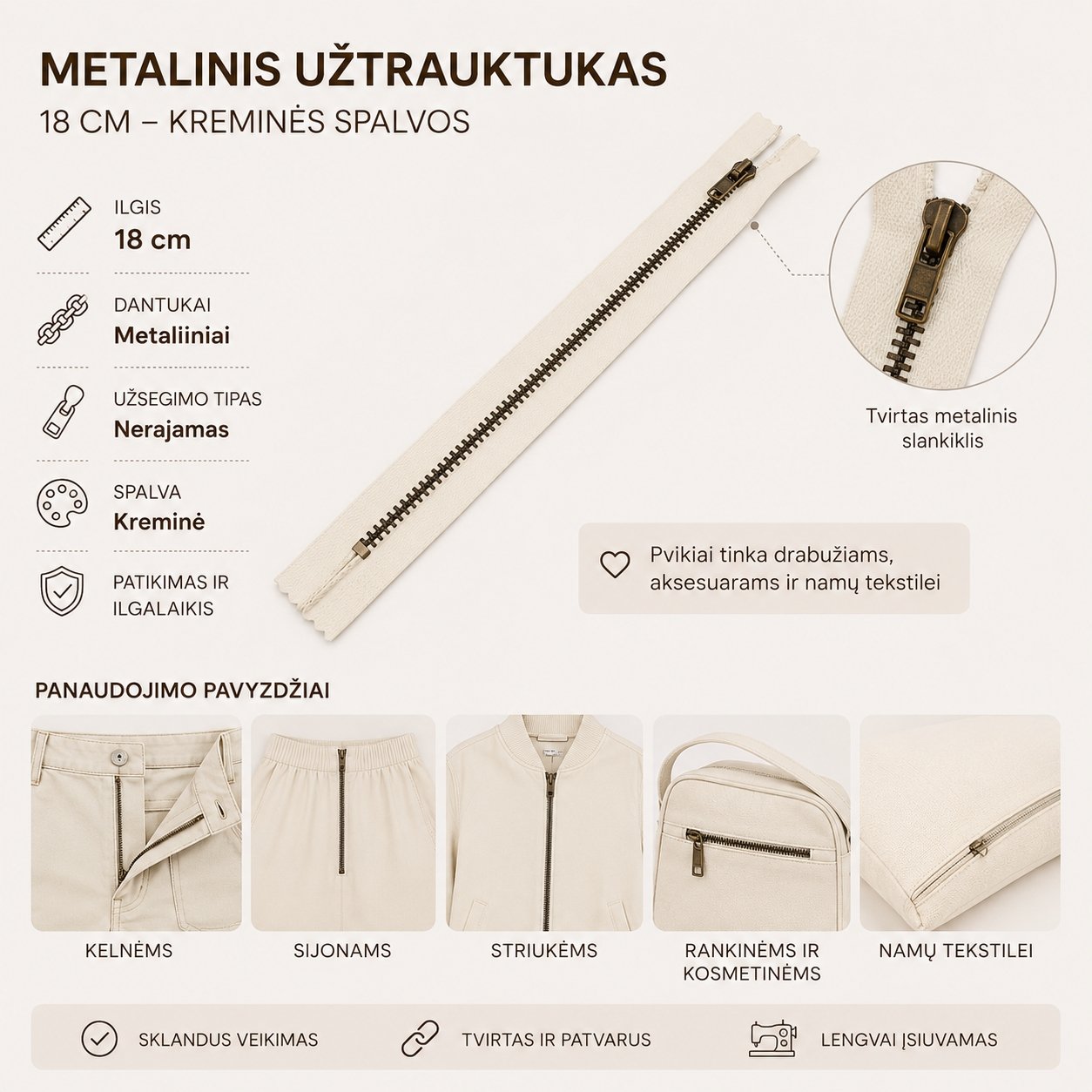 metalinis-uztrauktukas-18-cm-baltos-spalvos Metalinis užtrauktukas 18 cm – baltos spalvos - Image 1