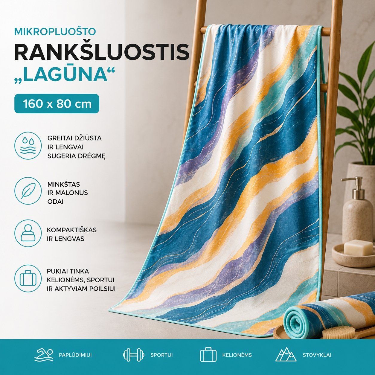 mikropluosto-ranksluostis-laguna-160-x-80-cm Mikropluošto rankšluostis „Lagūna“ 160 x 80 cm - Image 1