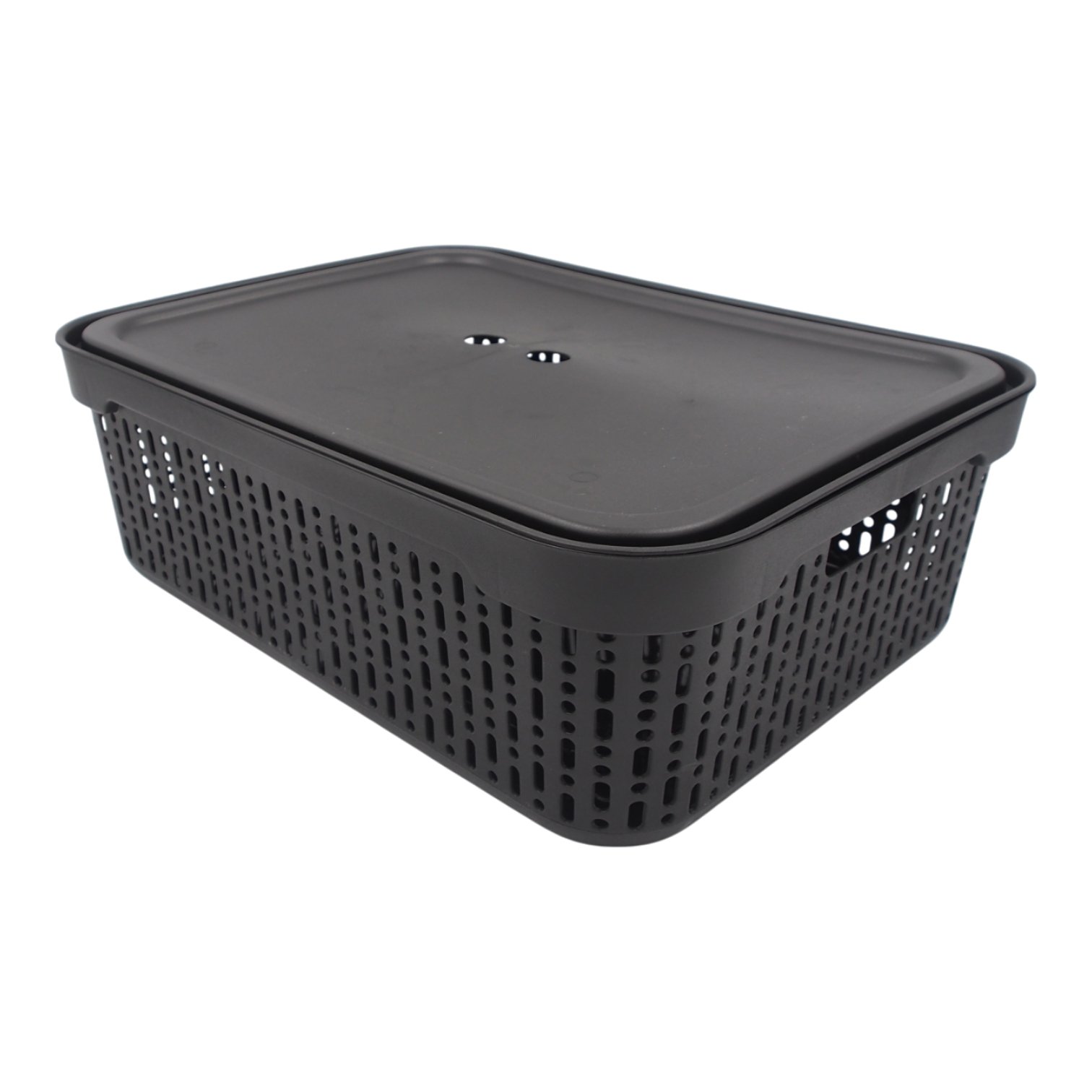 plastikine-dezute-su-dangciu-30209-cm-juoda Plastikinė dėžutė su dangčiu, 30×20×9 cm JUODA - Image 1