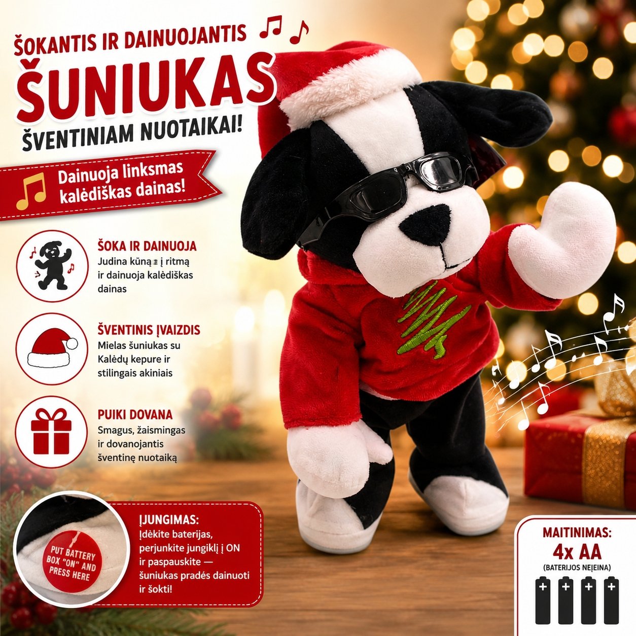 sokantis-ir-dainuojantis-kaledinis-suniukas Šokantis ir dainuojantis kalėdinis šuniukas - Image 1