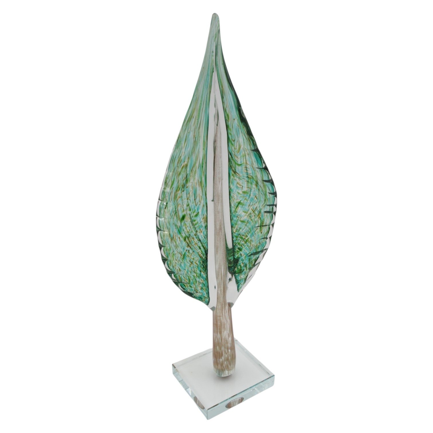 stikline-dekoracija-lapas-13941-cm-zalias Stiklinė dekoracija „Lapas“, 13×9×41 cm ŽALIAS - Image 1