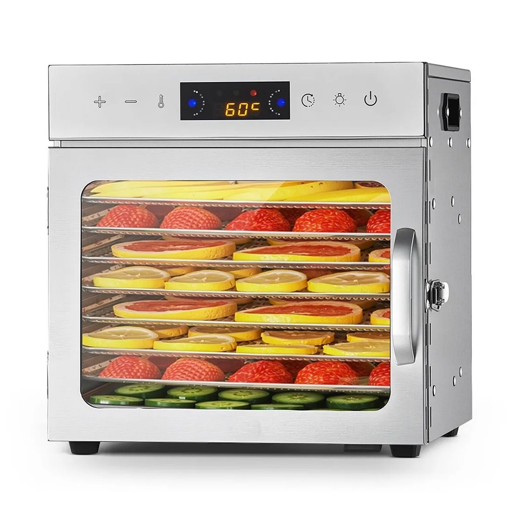 vaisiu-ir-maisto-dziovykle-400-w-8-padeklu-nerudijancio-plieno Vaisių ir maisto džiovyklė 400 W, 8 padėklų, nerūdijančio plieno - Image 1
