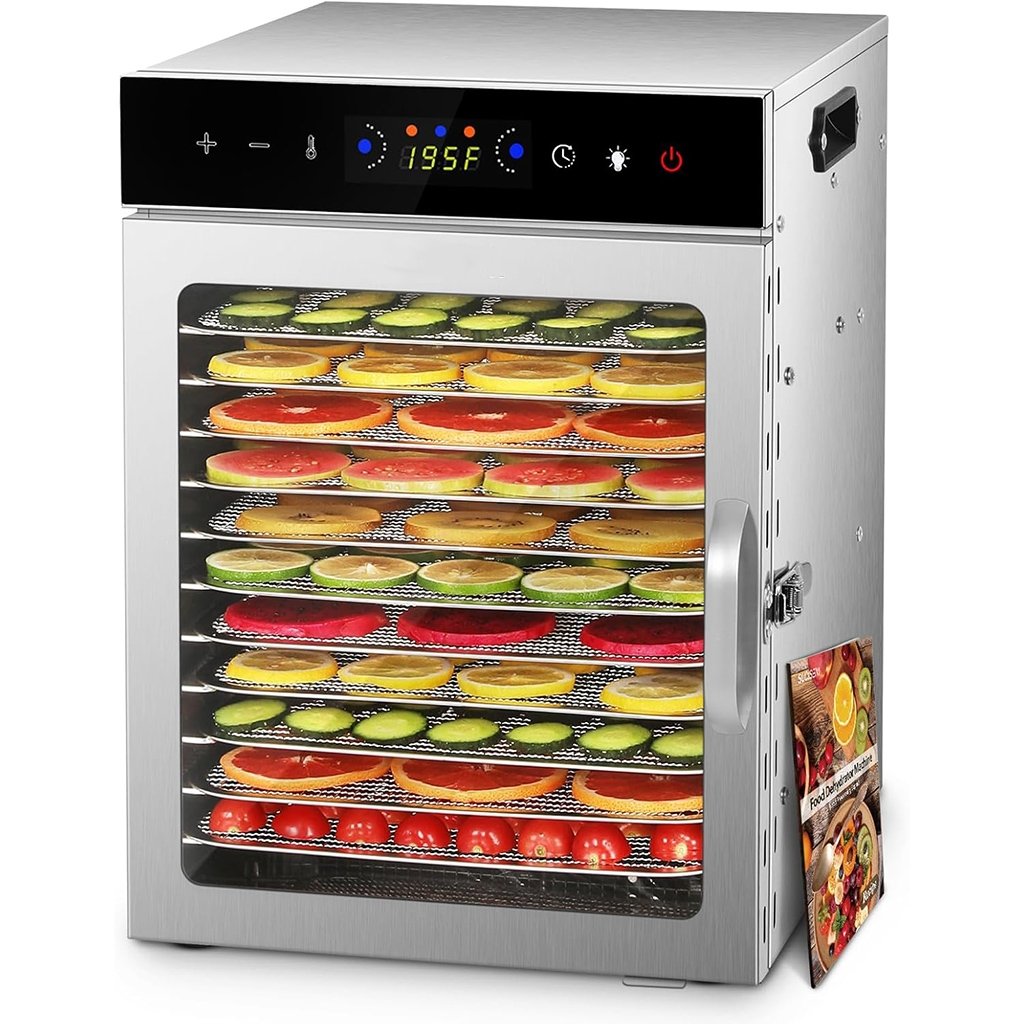 vaisiu-ir-maisto-dziovykle-800-w-12-padeklu-nerudijancio-plieno-korpusas Vaisių ir maisto džiovyklė 800 W, 12 padėklų, nerūdijančio plieno korpusas - Image 1