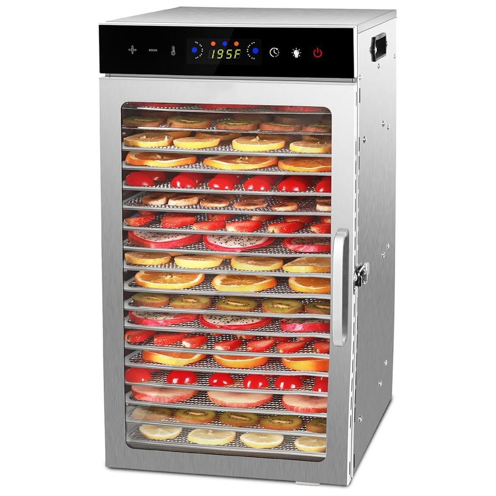 vaisiu-ir-maisto-dziovykle-800-w-18-padeklu-nerudijancio-plieno-korpusas Vaisių ir maisto džiovyklė 800 W, 18 padėklų, nerūdijančio plieno korpusas - Image 1